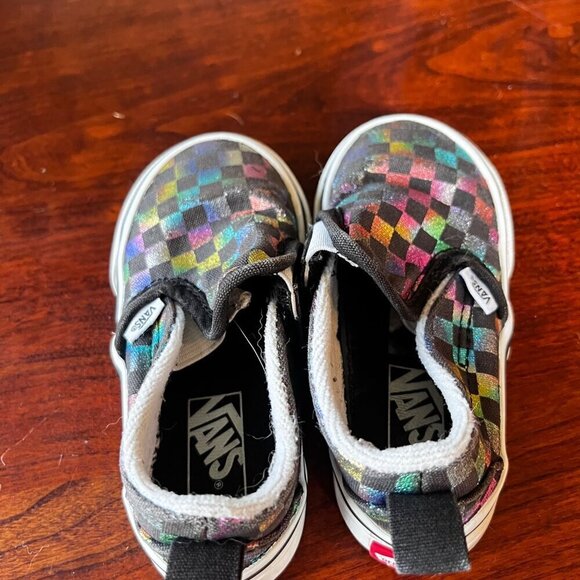 Vans Toddler Slip-On Shoes‎ Rainbow Checkerboard Size 6 - Picture 6 of 7
